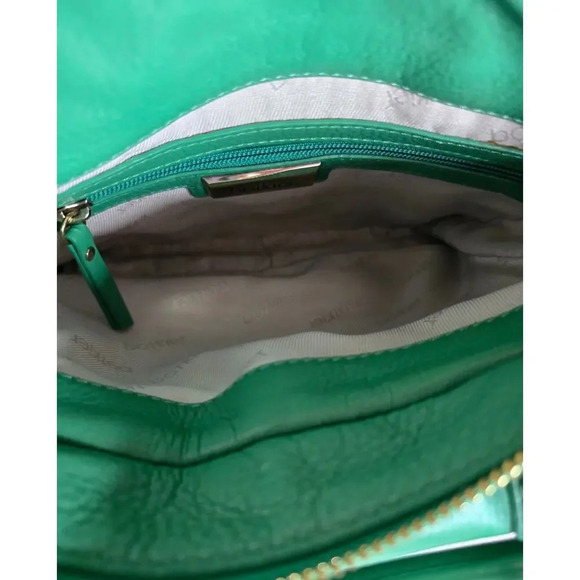 Botkier Leon Square Satchel Crossbody Leather Handbag Purse Green Blue Tab - Picture 11 of 13